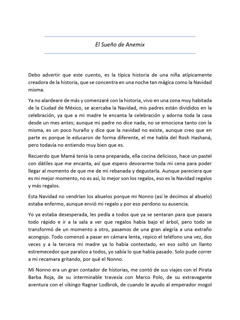 El Sueño de Anemix: Navidad y Aventura | PDF