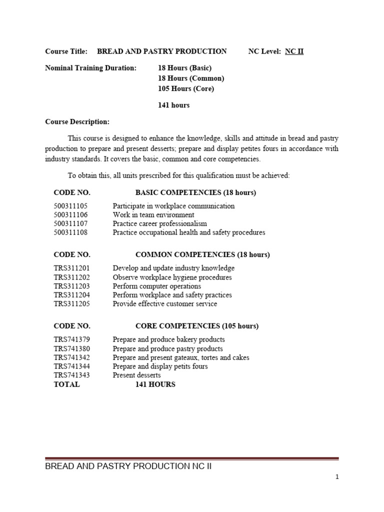 Bread and Pastry Production Ncii ModuleReference PDF