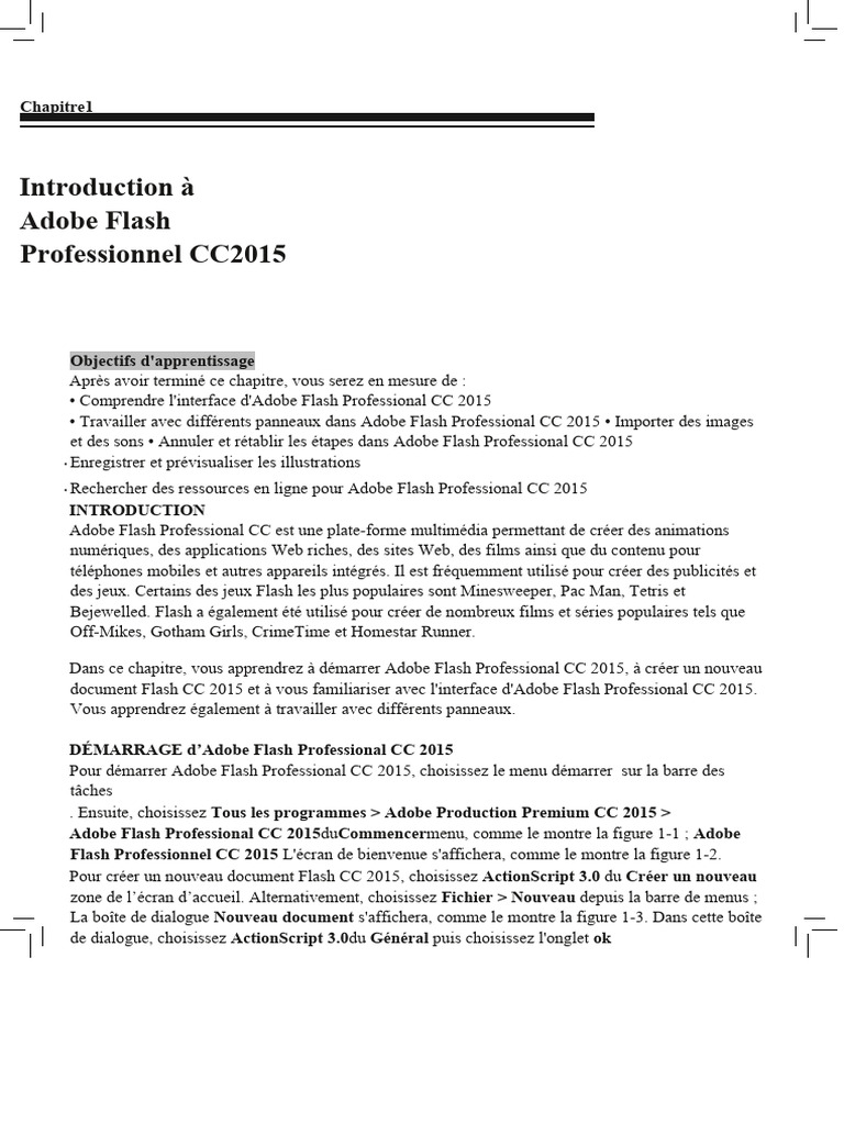 Cours flash support 1 download free pdf adobe flash g nie logiciel