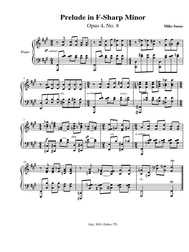 Prelude in F Sharp Minor Opus 4 No 8 | PDF