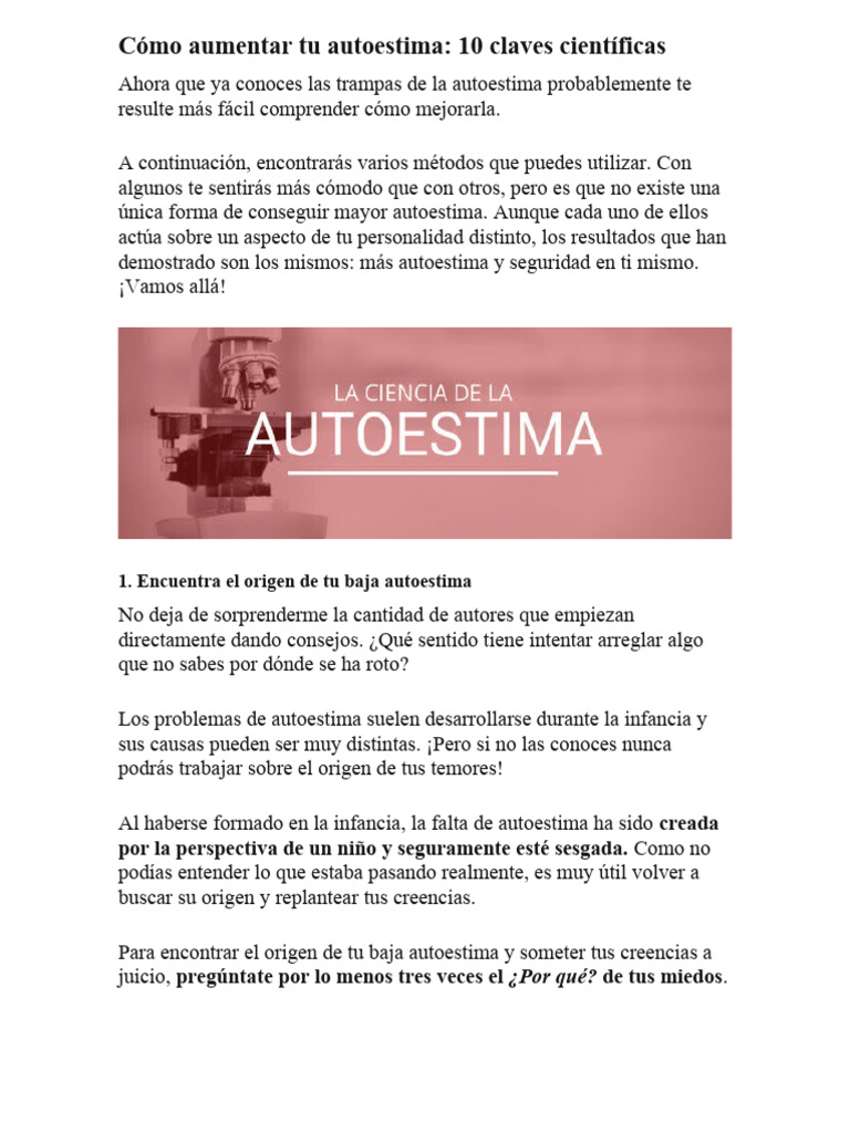 Claves para Aumentar tu Autoestima | PDF | Pensamiento | Autoestima