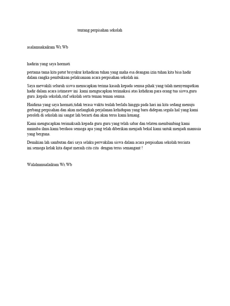 tentang perpisahan sekolah | PDF