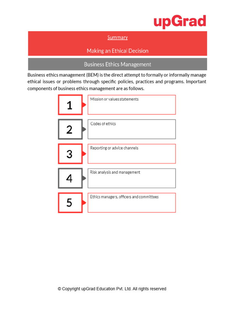 JGU+DFB+ +Business+Ethics+&+CSR+ +Summary+Document-Making+an+Ethical ...