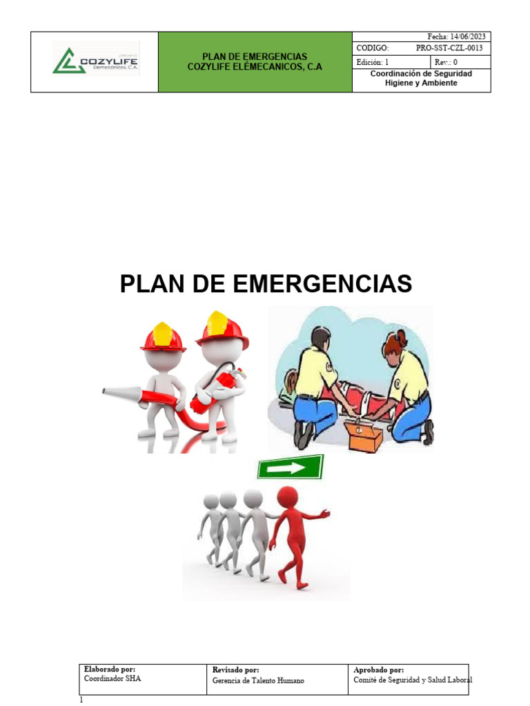 Plan de Emergencias CozyLife Eléctricos | PDF | Seguridad y salud ...