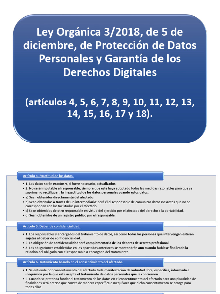 Ley Proteccion Datos 2018 Diapositivas Tema Etica Pdf Información