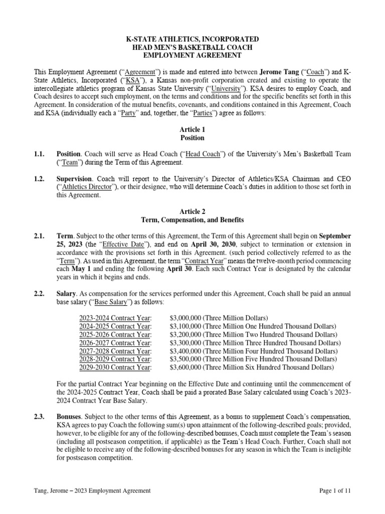 Tang Jerome - 2023 MBB HC Employment Agreement FINAL | PDF