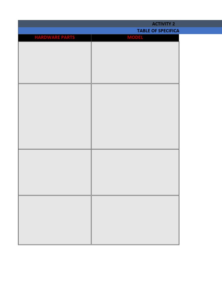 Template (Table of Specification) | PDF