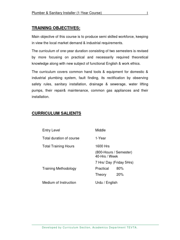 Plumber & Sanitary Course Guide | PDF | Technology & Engineering