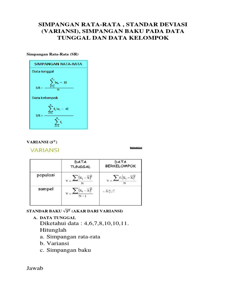 Lks Simpangan Rata2, Varians, Simpangan Baku | PDF