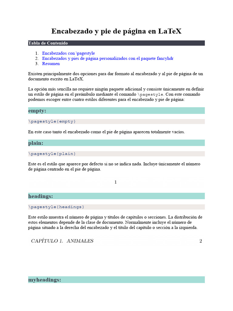 Tutorial - Encabezado y Pie de Página en LaTeX | PDF