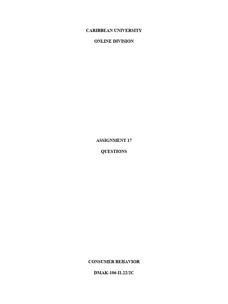 Assig 17 questions consumer behavior pdf mass media advertising