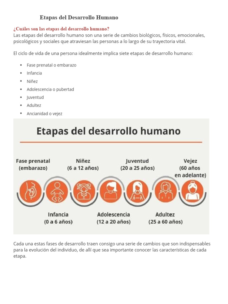 Etapas del Desarrollo Humano | PDF | Adultos | Vejez