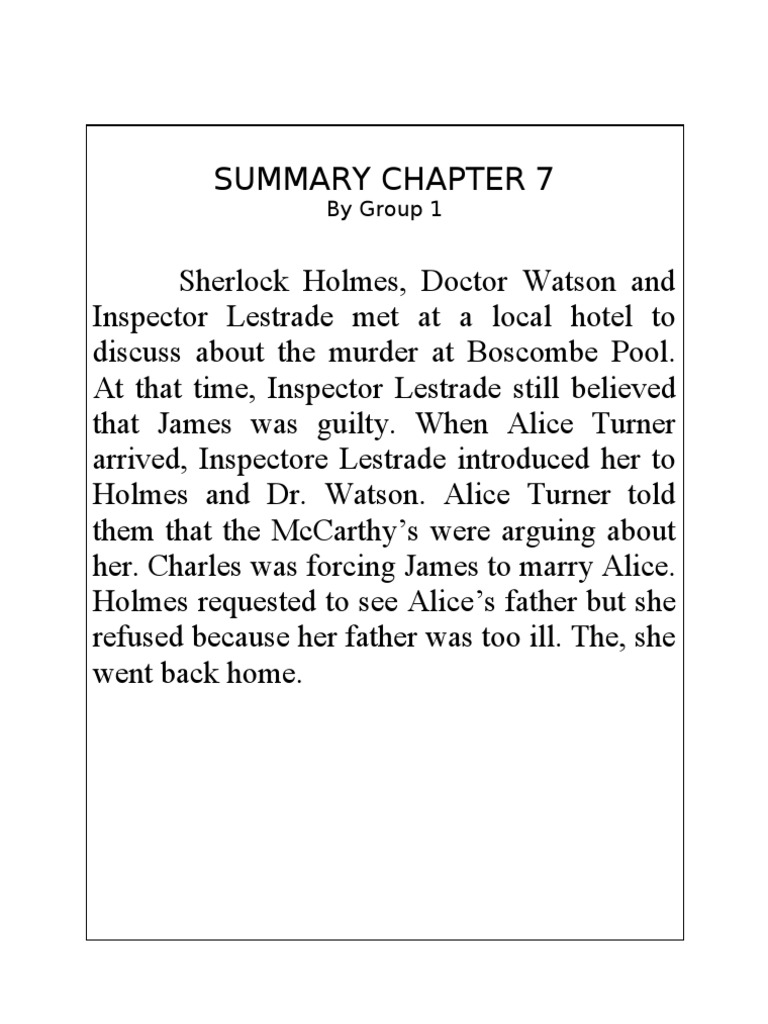 Valley Mystery Summary Chapter 712 PDF Sherlock Holmes