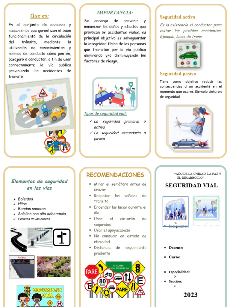Triptico De Las Vias De Segurada Pdf Seguridad Vial Transporte De