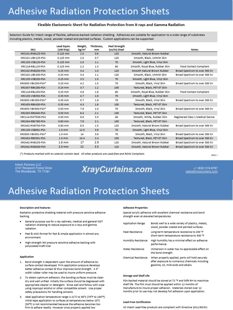 Adhesive Backed Flexible Radiation Shielding TDS 2022-1 | Download Free ...