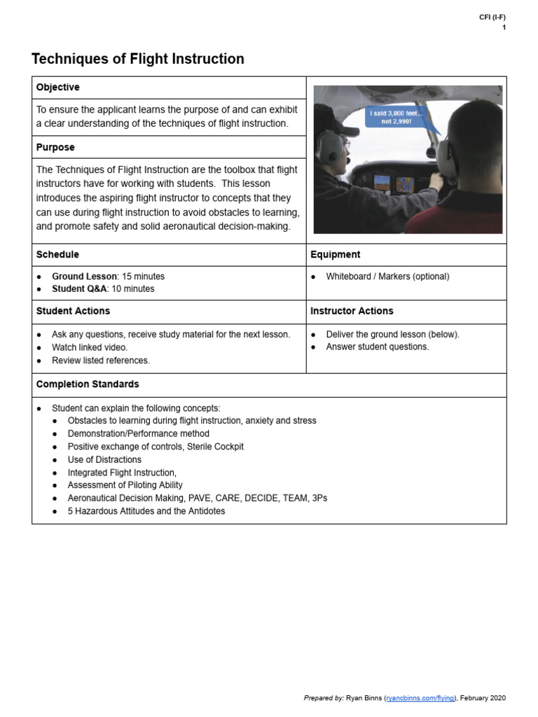 Flight Instruction Techniques Overview | PDF