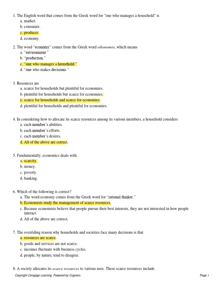 Sec 1.0 MC Ten Principles of Economics | PDF