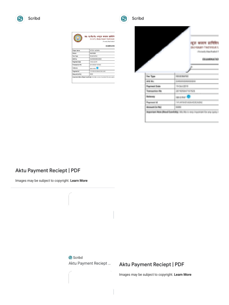 Aktu fee receipt google search pdf receipt scribd