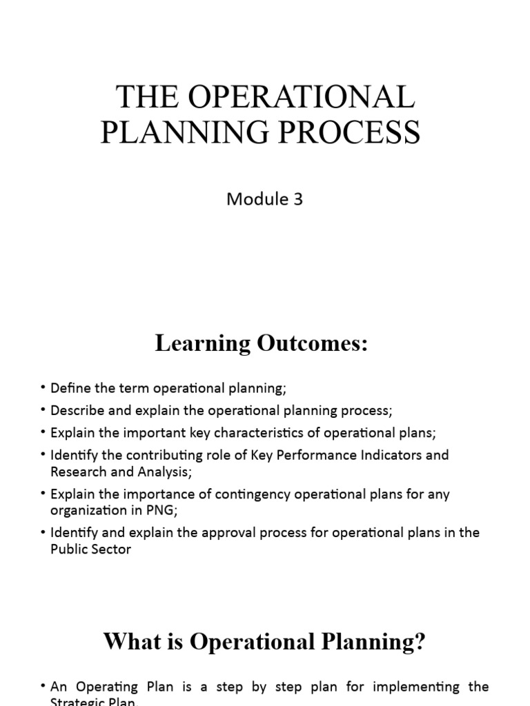 Module 3 Operational Planning Process | PDF