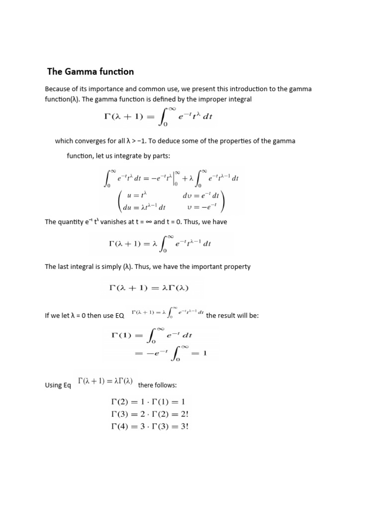 3.0 Gamma Function 1 | PDF | Teaching Methods & Materials