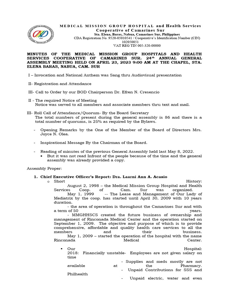 24th General Assembly Minutes | PDF