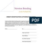 Fillable Credit Investigation Authorization Form