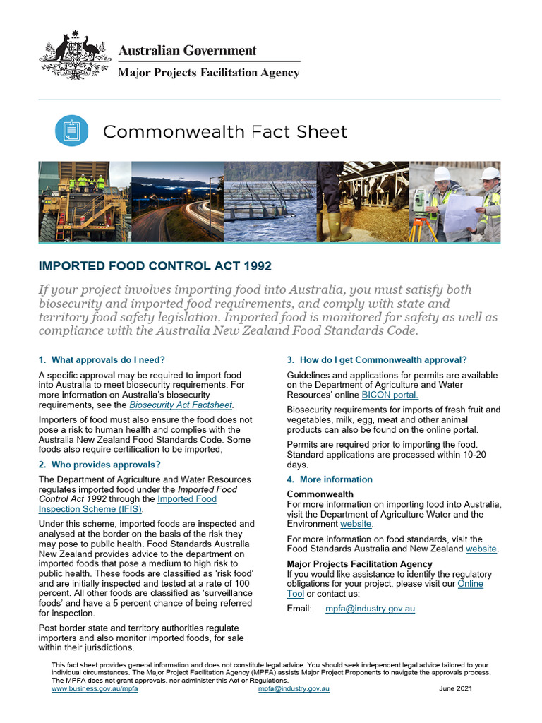 Factsheet imported food control act 1992 pdf safety
