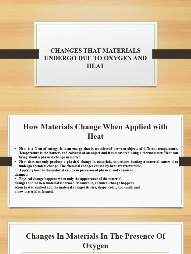 Effects of Heat and Oxygen on Materials | PDF | Science & Mathematics