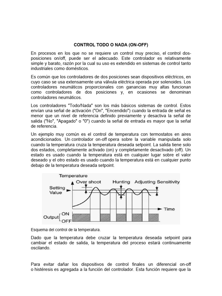 CONTROL ON-OF | PDF | Sistema de control | Histéresis