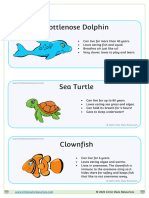 Sea Animals Fact Cards (Cartoon)