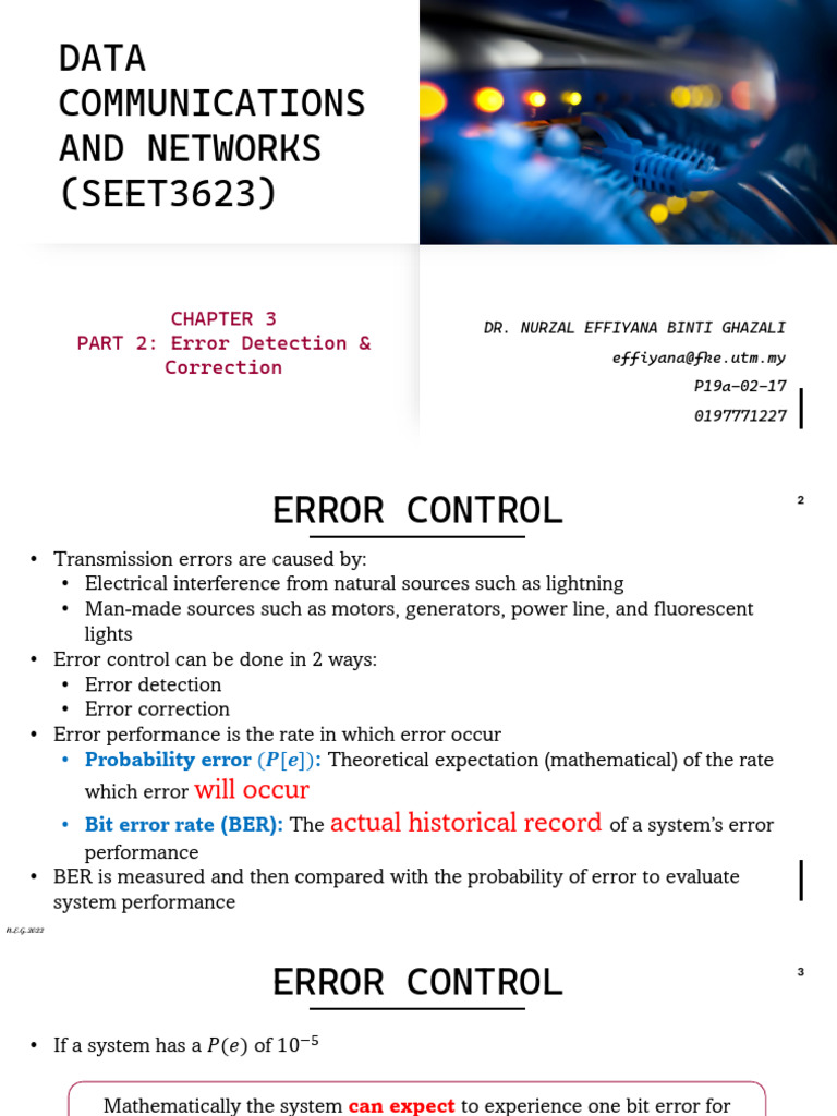 Ch3 Part 2 Error Detection and Correction | PDF | Error Detection And ...