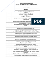 6º Lista de Útiles SEXTO GRADO