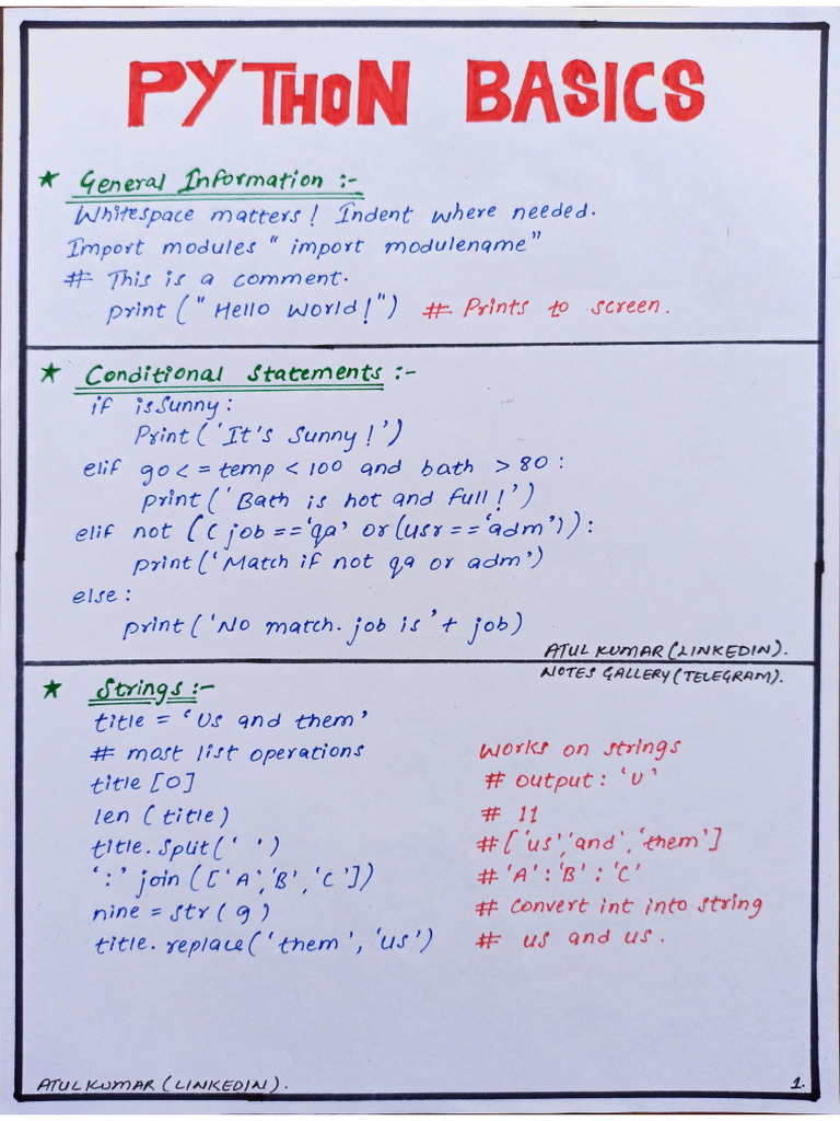 Python Handwritten Notes? | PDF