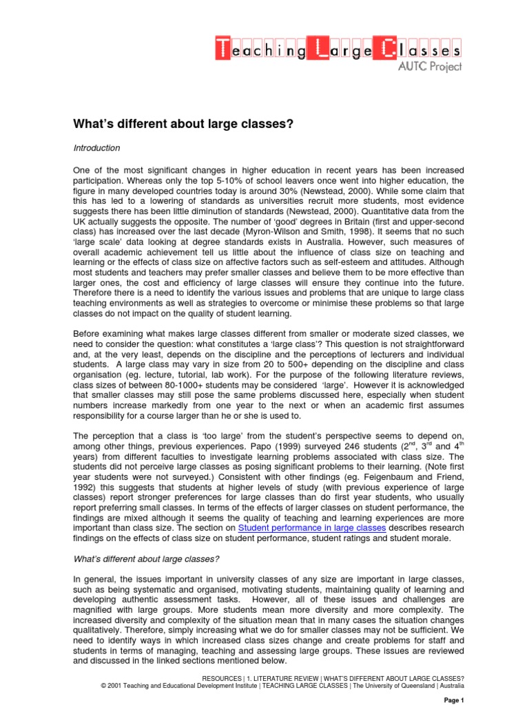 Large Classes | PDF | Higher Education | University
