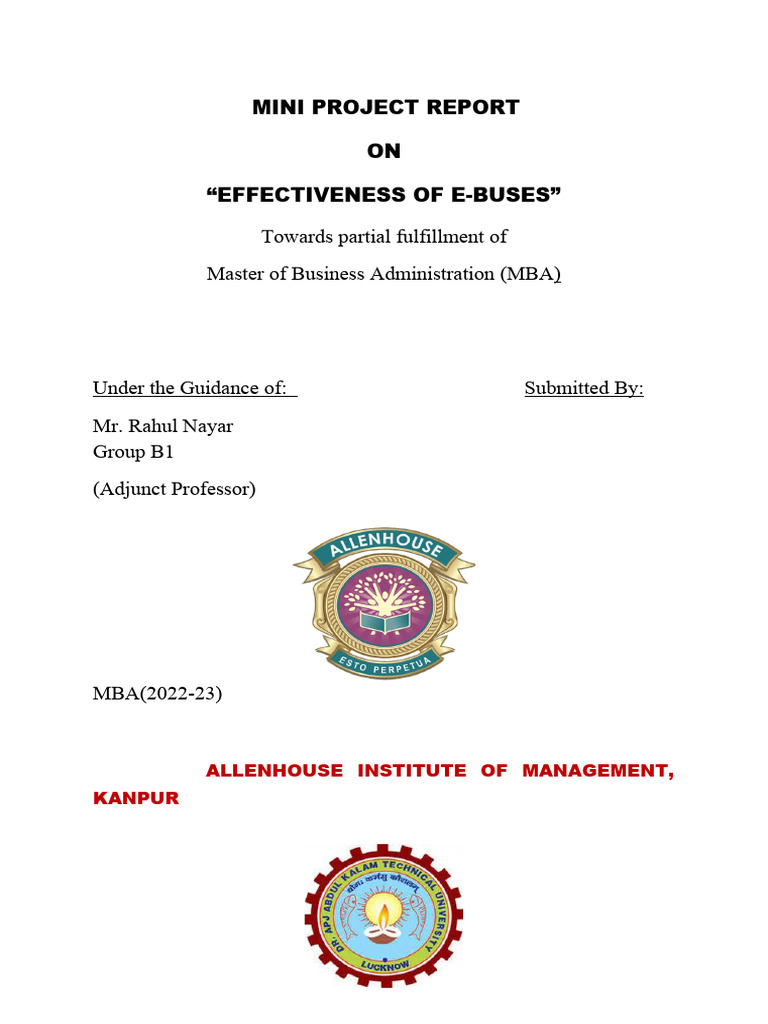 Mini Project Report..... B1 Group PDF Transport Analytics