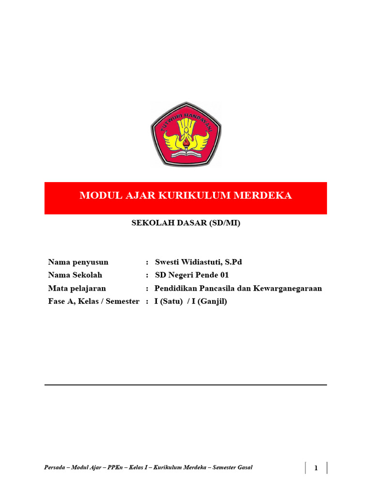 Modul Ajar PPKN Kls 1 PDF