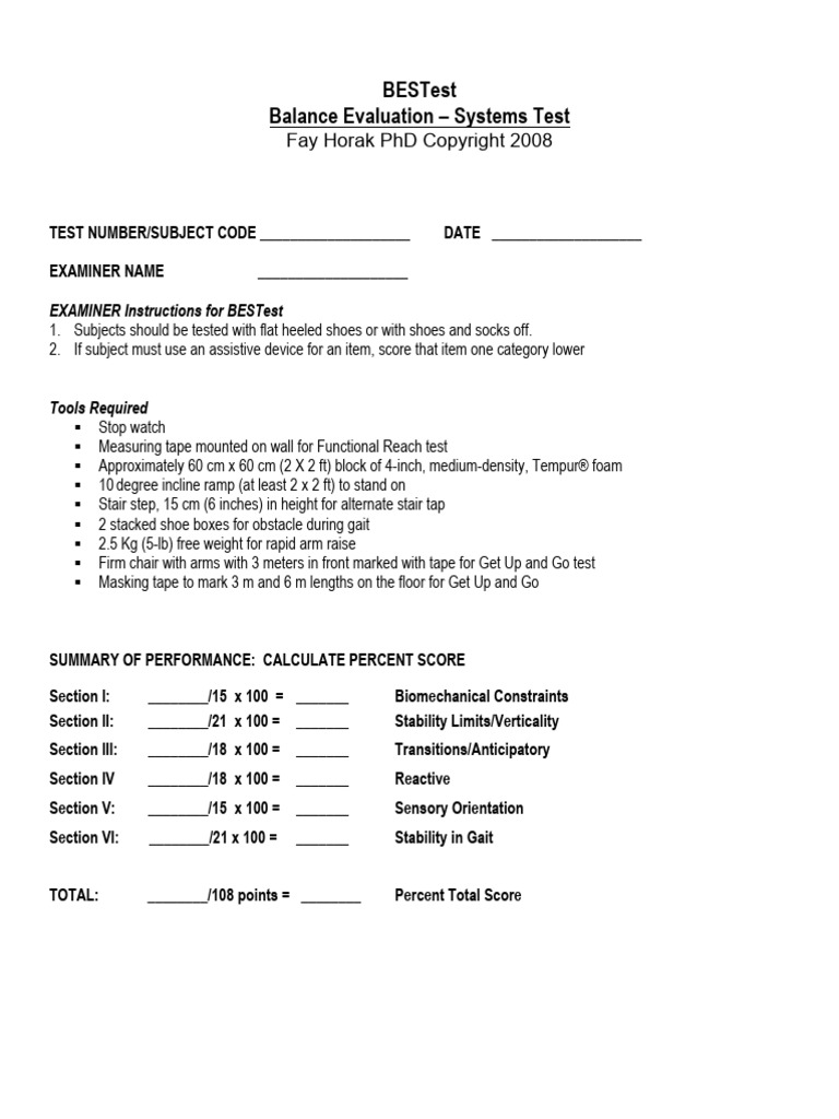 BESTest_ScoreSheet | PDF