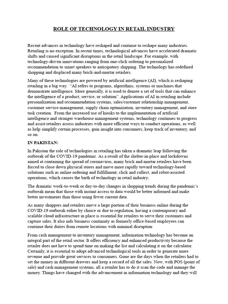 Technology's Impact on Retail in Pakistan | PDF | Retail | Point Of Sale