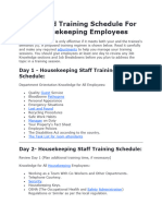 Suggested Training Schedule for New Housekeeping Employees