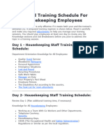 Suggested Training Schedule For New Housekeeping Employees