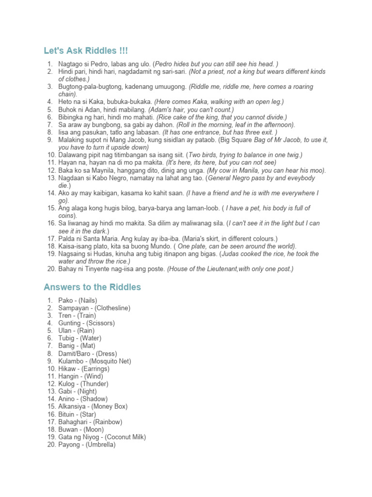 Examples of Riddles | PDF