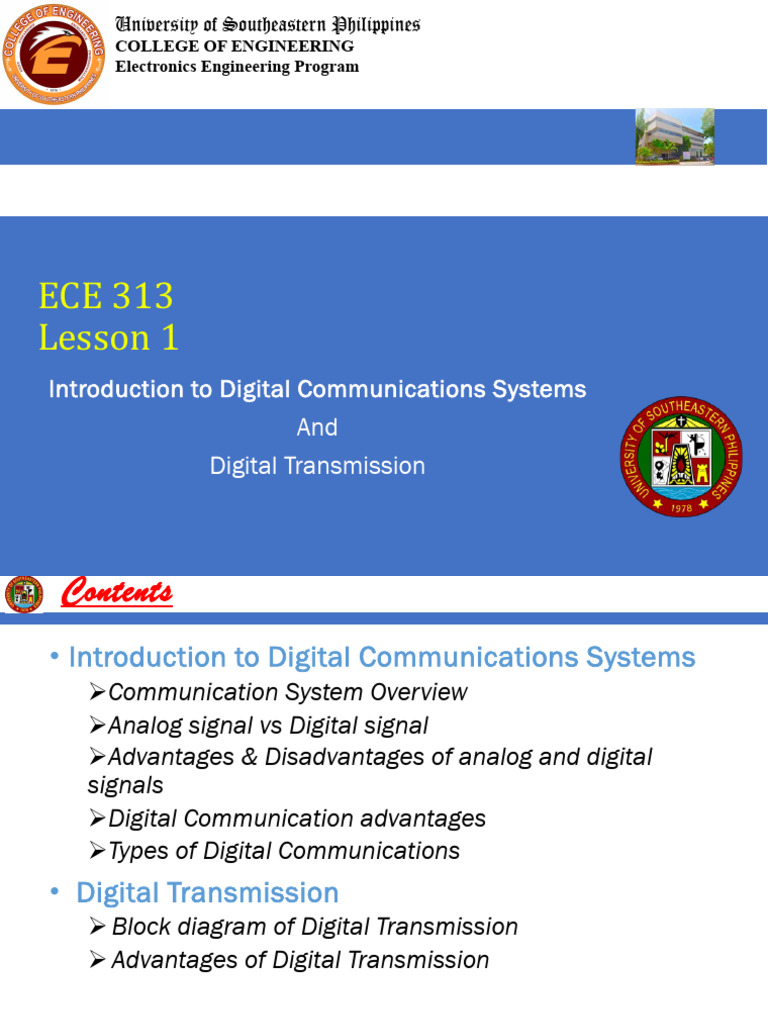 ECE313 Lesson 1 - 1sem2023-24 | PDF | Digital Signal | Communications ...