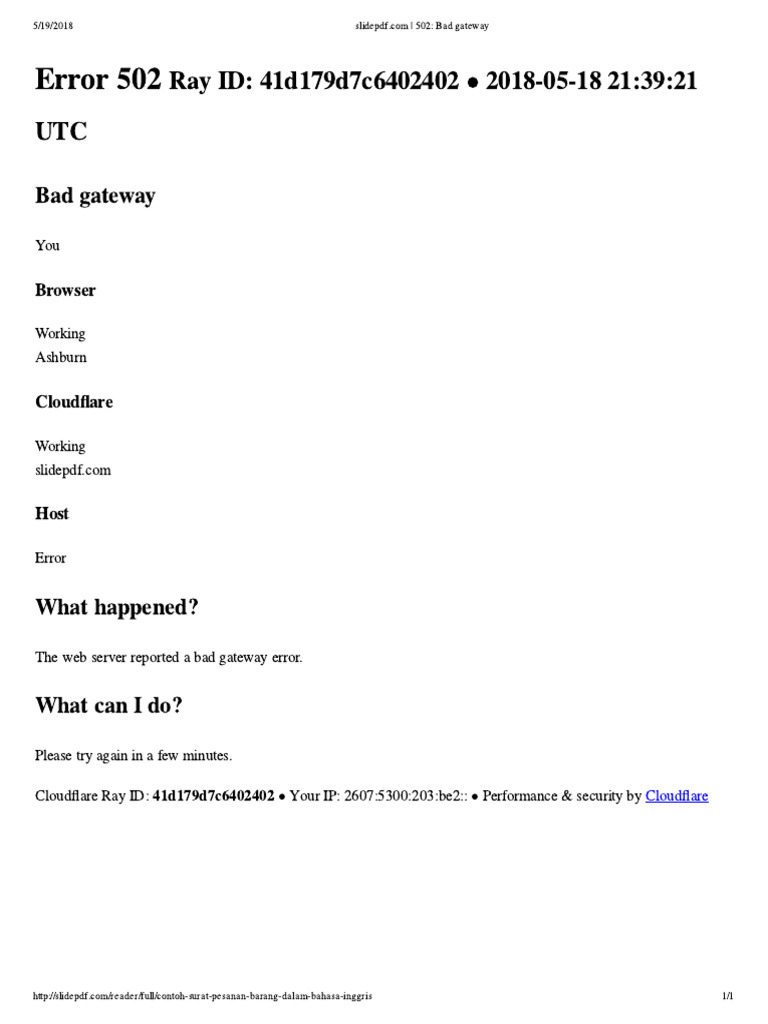 502 Bad Gateway Error Explained | PDF | Computers | Technology ...