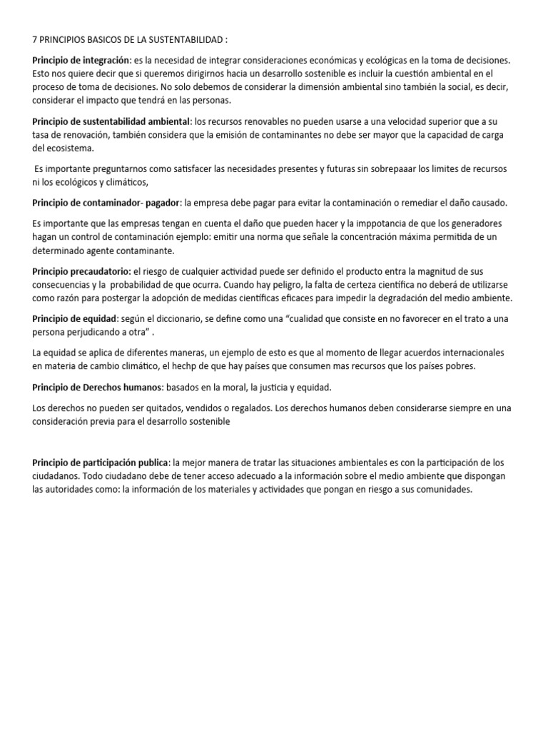 7 Principios Basicos de La Sustentabilidad | PDF | Sustentabilidad ...