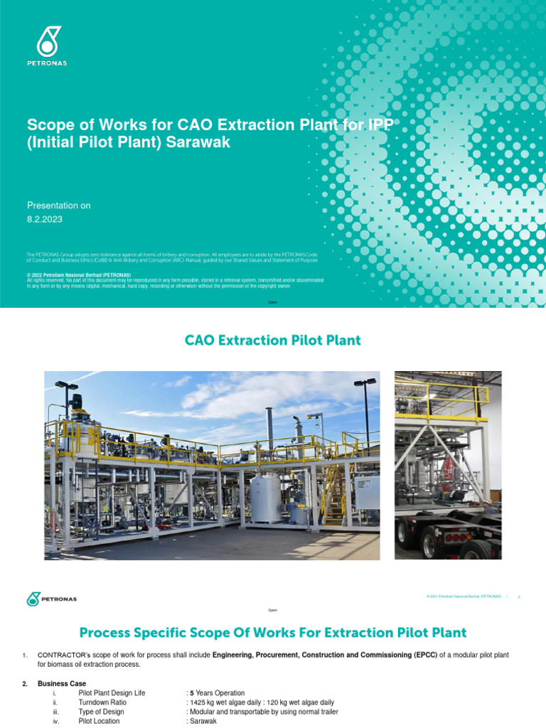 SOW CAO Extraction Plan For IPP Sarawak - Vendor Briefing Upsized V2 | PDF