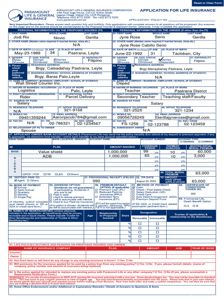 Life Insurance Application Form Guide | PDF | Insurance | Life Insurance