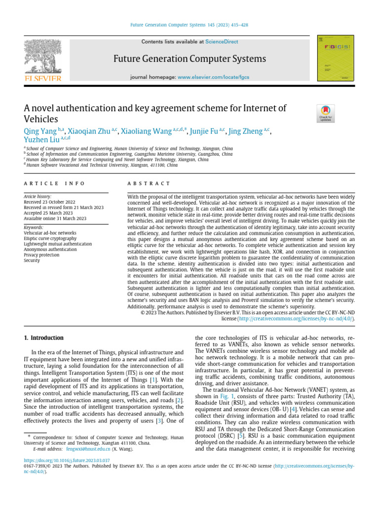 A Novel Authentication and Key Agreement Scheme For Internet of | PDF ...