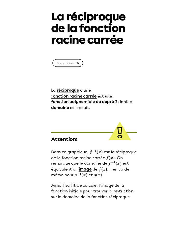 Réciproque de la fonction racine carrée | PDF | Fonction (Mathématiques ...