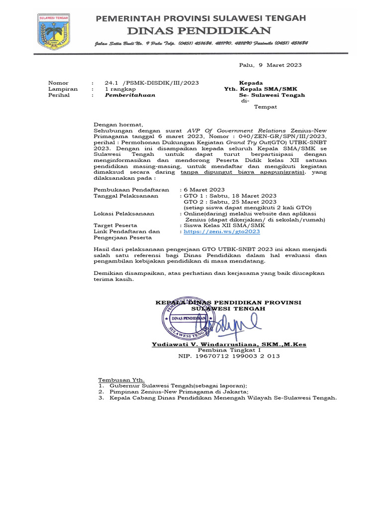 Pemberitahuan Informasi Try Out Zenius | PDF