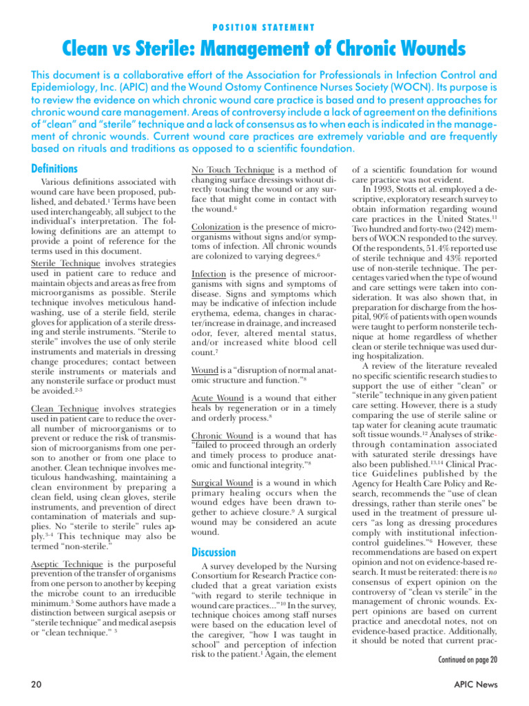 Clean Vs Sterile PDF Wound Health Care